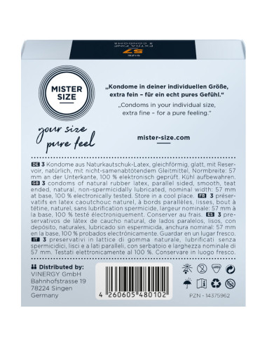 MISTER SIZE PRESERVATIVOS TALLA L 57 MM 3 UNIDADES