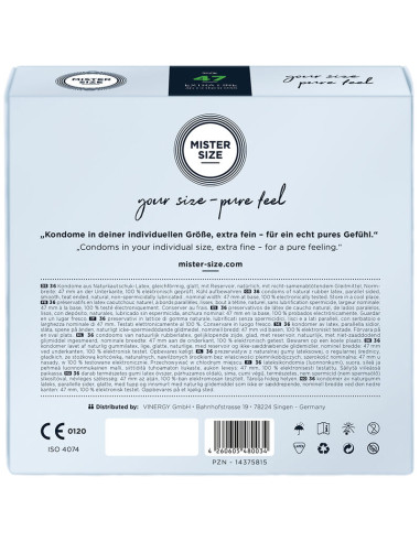 MISTER SIZE PRESERVATIVOS TALLA XS 47 MM 36 UNIDADES