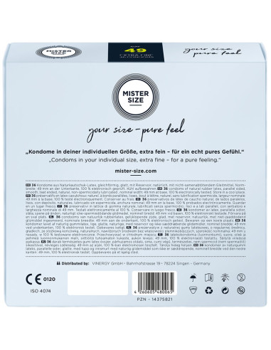MISTER SIZE PRESERVATIVOS TALLA S 49 MM 36 UNIDADES