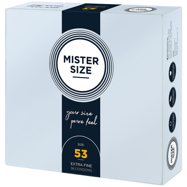 MISTER SIZE PRESERVATIVOS TALLA M 53 MM 36 UNIDADES