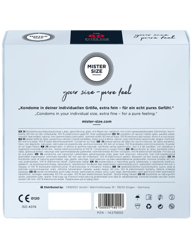 MISTER SIZE PRESERVATIVOS TALLA XL 60 MM 36 UNIDADES