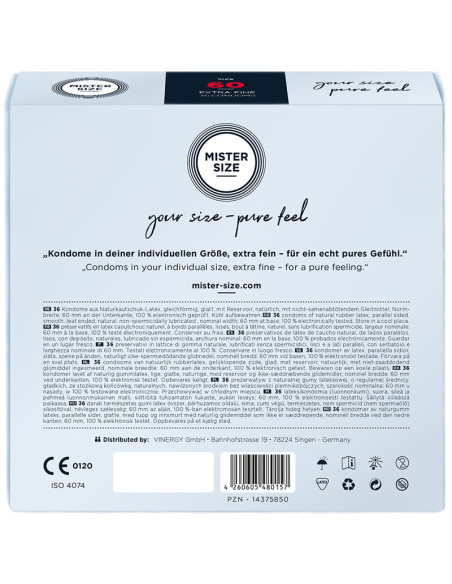 MISTER SIZE PRESERVATIVOS TALLA XL 60 MM 36 UNIDADES MISTER SIZE PRESERVATIVOS TALLA XL 60 MM 36 UNIDADES