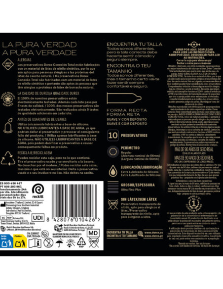 DUREX CONEXION TOTAL XL ULTRA FINO PLUS SIN LATEX 10 UNIDADES DUREX CONEXION TOTAL XL ULTRA FINO PLUS SIN LATEX 10 UNIDADES