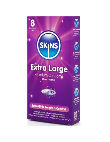 SKINS TAMANO XL PRESERVATIVOS PREMIUM PACK 8