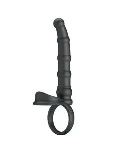 PRETTY LOVE TATUM ANILLO VIBRADOR PENE CON PLUG 10 VIBRACIONES NEGRO