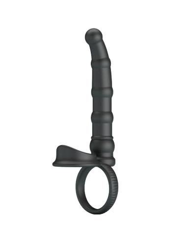 PRETTY LOVE TATUM ANILLO VIBRADOR PENE CON PLUG 10 VIBRACIONES NEGRO