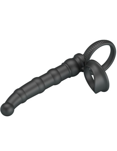 PRETTY LOVE TATUM ANILLO VIBRADOR PENE CON PLUG 10 VIBRACIONES NEGRO