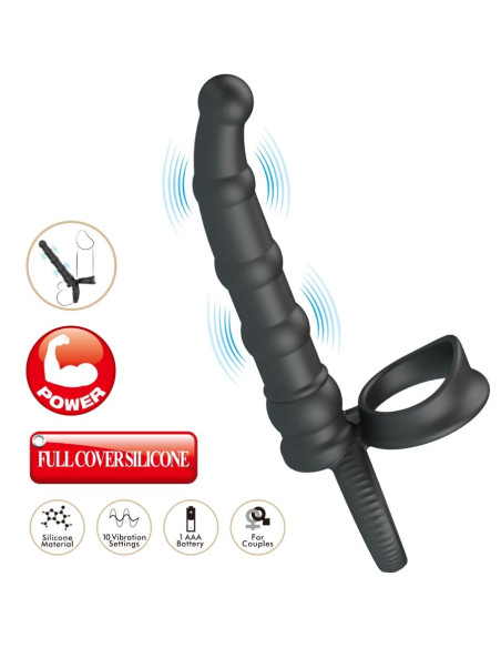 PRETTY LOVE TATUM ANILLO VIBRADOR PENE CON PLUG 10 VIBRACIONES NEGRO PRETTY LOVE TATUM ANILLO VIBRADOR PENE CON PLUG 10 VIBRACIONES NEGRO