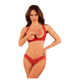 OBSESSIVE - LACELOVE SET TWO PIECES CUPLESS RED XS/S