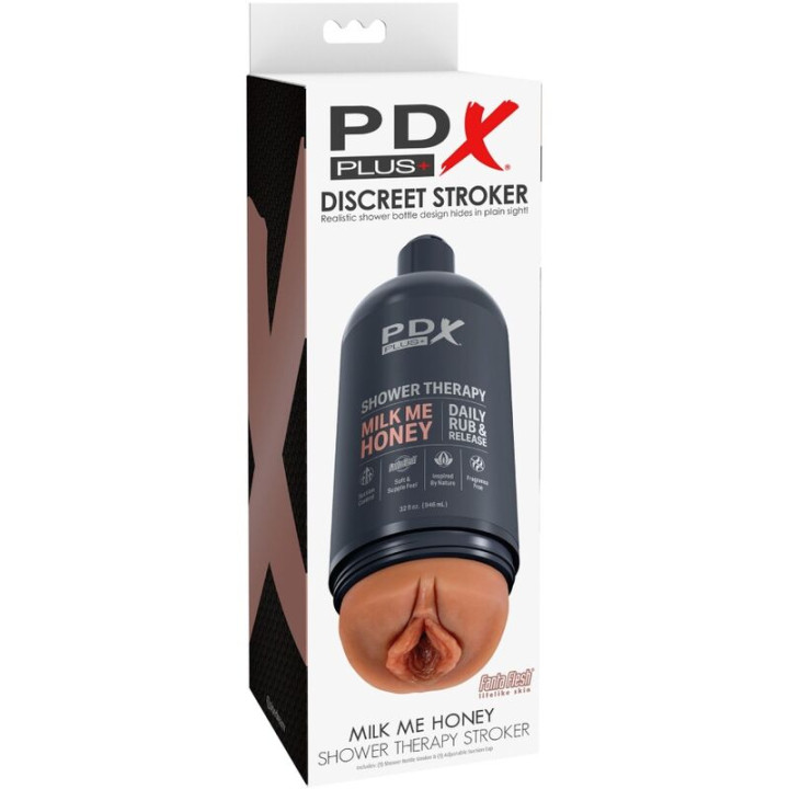 PDX PLUS MASTURBADOR STROKER DISENO DISCRETO DE BOTE CHAMPU MILK ME HONEY CARAMELO