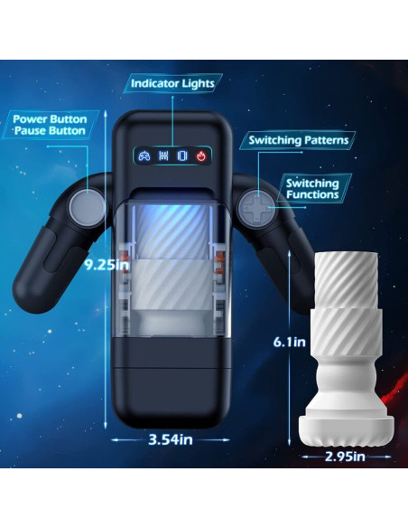 GAME CUP MASTURBADOR MASCULINO CON VIBRACION Y FUNCION CALOR CON SOPORTE PARA MOVILES NEGRO