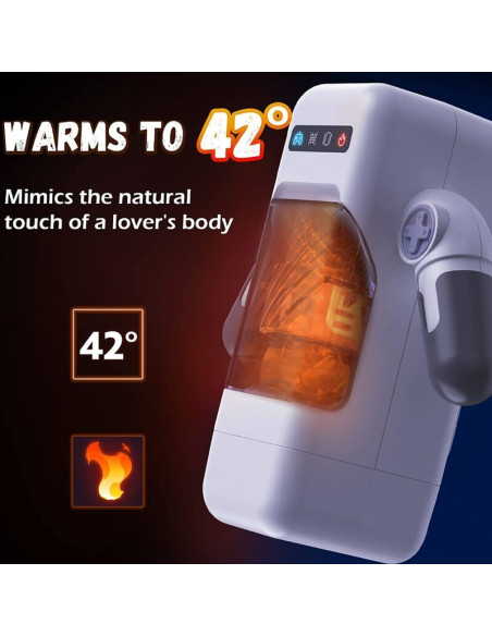 GAME CUP MASTURBADOR MASCULINO CON VIBRACION Y FUNCION CALOR CON SOPORTE PARA MOVILES NEGRO