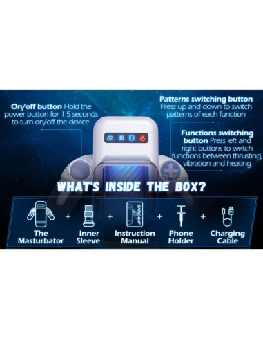 GAME CUP MASTURBADOR MASCULINO CON VIBRACION Y FUNCION CALOR CON SOPORTE PARA MOVILES NEGRO