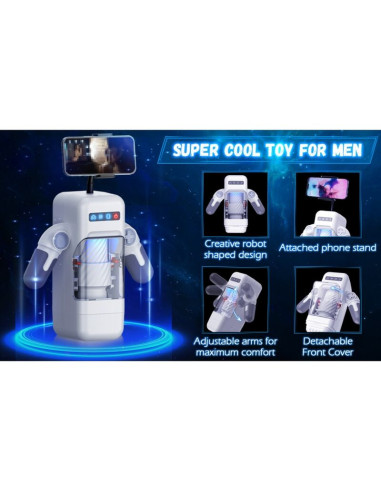 GAME CUP MASTURBADOR MASCULINO CON VIBRACION Y FUNCION CALOR CON SOPORTE PARA MOVILES NEGRO