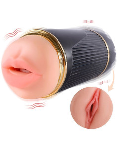 SHEQU KAY MASTURBADOR DOBLE CON VIBRACION DUAL BOCA Y VAGINA