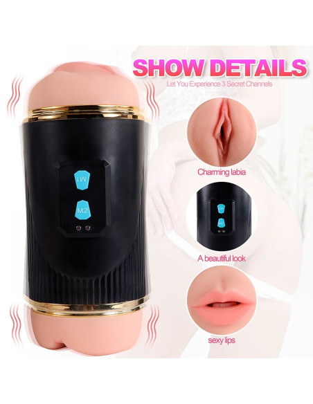 SHEQU KAY MASTURBADOR DOBLE CON VIBRACION DUAL BOCA Y VAGINA SHEQU KAY MASTURBADOR DOBLE CON VIBRACION DUAL BOCA Y VAGINA