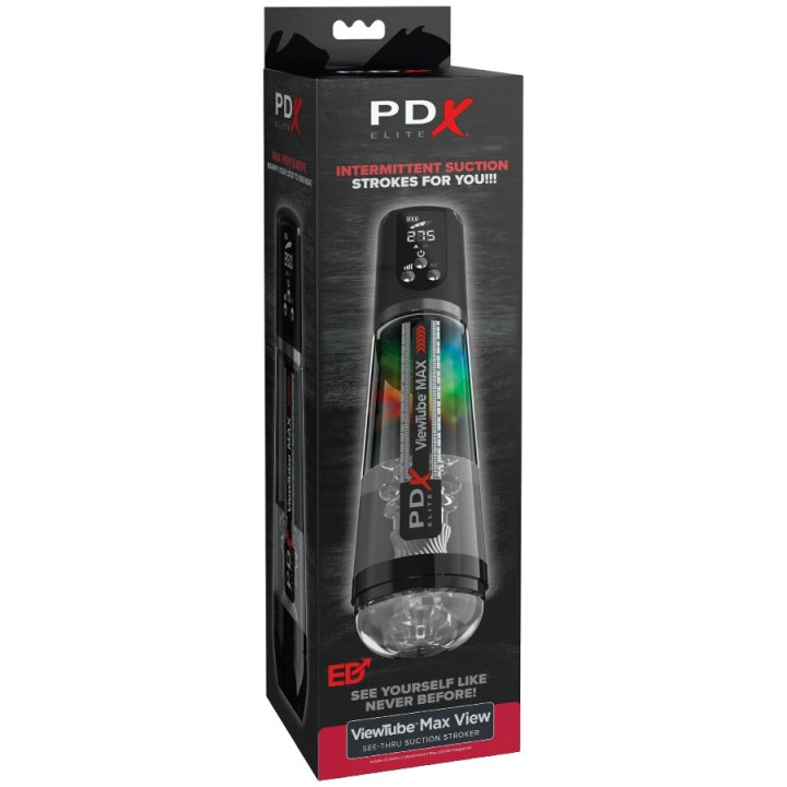 PDX ELITE VIEWTUBE MAX VIEW MASTURNADOR AUTOMATICO CON SUCCION TRANSPARENTE