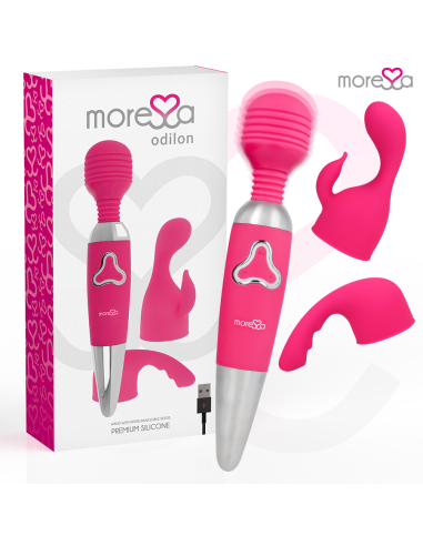 MORESSA ODILON WAND POTENTE MOTOR MAS DOS CABEZALES PREMIUM SILICONE RECARGABLE