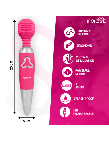 MORESSA ODILON WAND POTENTE MOTOR MAS DOS CABEZALES PREMIUM SILICONE RECARGABLE