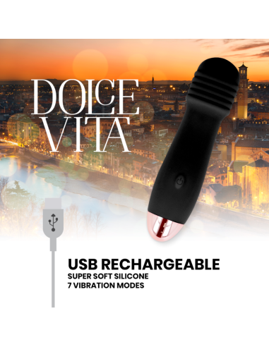 DOLCE VITA VIBRADOR RECARGABLE TRES NEGRO 7 VELOCIDADES