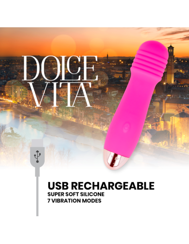 DOLCE VITA VIBRADOR RECARGABLE THREE ROSA 7 VELOCIDADES