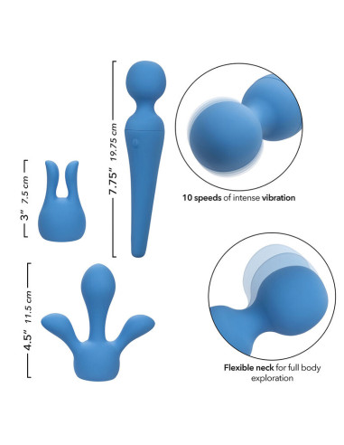 CALEXOTICS COUTURE KIT VIBRADOR WAND 10 VIBRACIONES AZUL