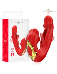 INTENSE NATHY VIBRADOR DOBLE CON BOCA ESTIMULADORA MULTIFUNCION ROJO