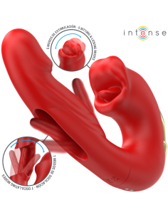 INTENSE NATHY VIBRADOR DOBLE CON BOCA ESTIMULADORA MULTIFUNCION ROJO 2