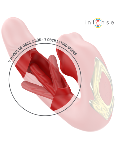 INTENSE NATHY VIBRADOR DOBLE CON BOCA ESTIMULADORA MULTIFUNCION ROJO