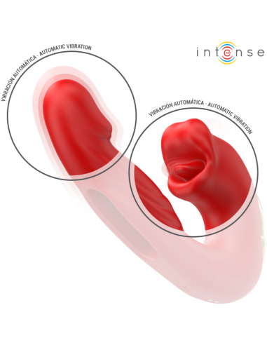 INTENSE NATHY VIBRADOR DOBLE CON BOCA ESTIMULADORA MULTIFUNCION ROJO