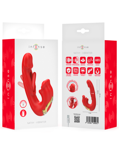 INTENSE NATHY VIBRADOR DOBLE CON BOCA ESTIMULADORA MULTIFUNCION ROJO