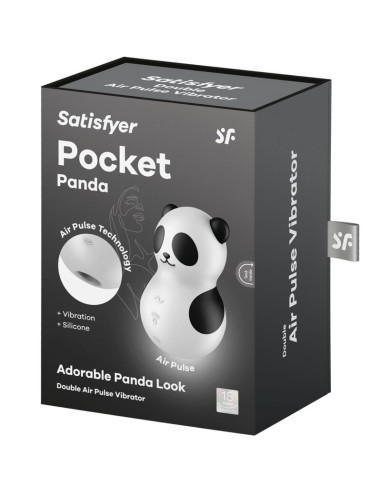 SATISFYER POCKET PANDA ESTIMULADOR VIBRADOR BLANCO Y NEGRO